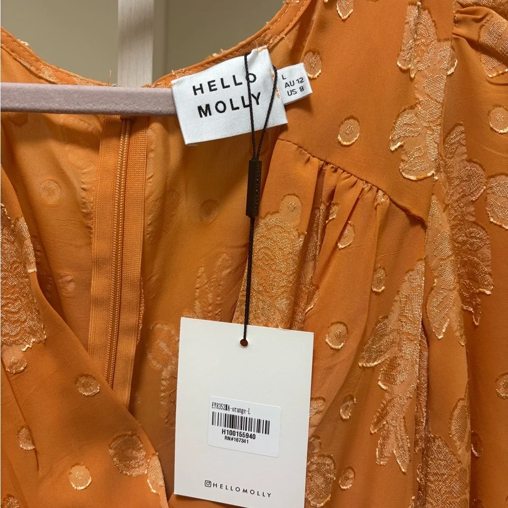 Hello Molly Orange Floral Long Sleeve Dress - Picture 5 of 6